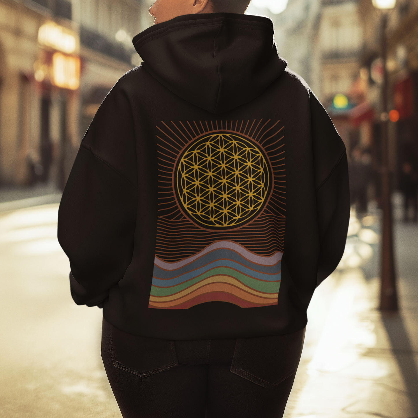 Retro Blume des Lebens - VACANCY Oversized Hoodie